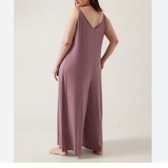 Athleta Pink Nighttime Bliss V-Neck Sleep Romper Jumpsuit Lingerie PJ Small - Picture 5 of 11